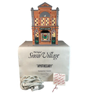 Dept 56 Christmas Snow Village Apothecary w/Light & Box #5076-8 Retired Vtg 1986